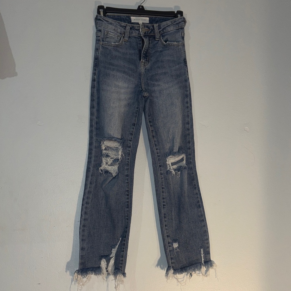 Distressed Risen Blue Jeans - Picture 3 of 12